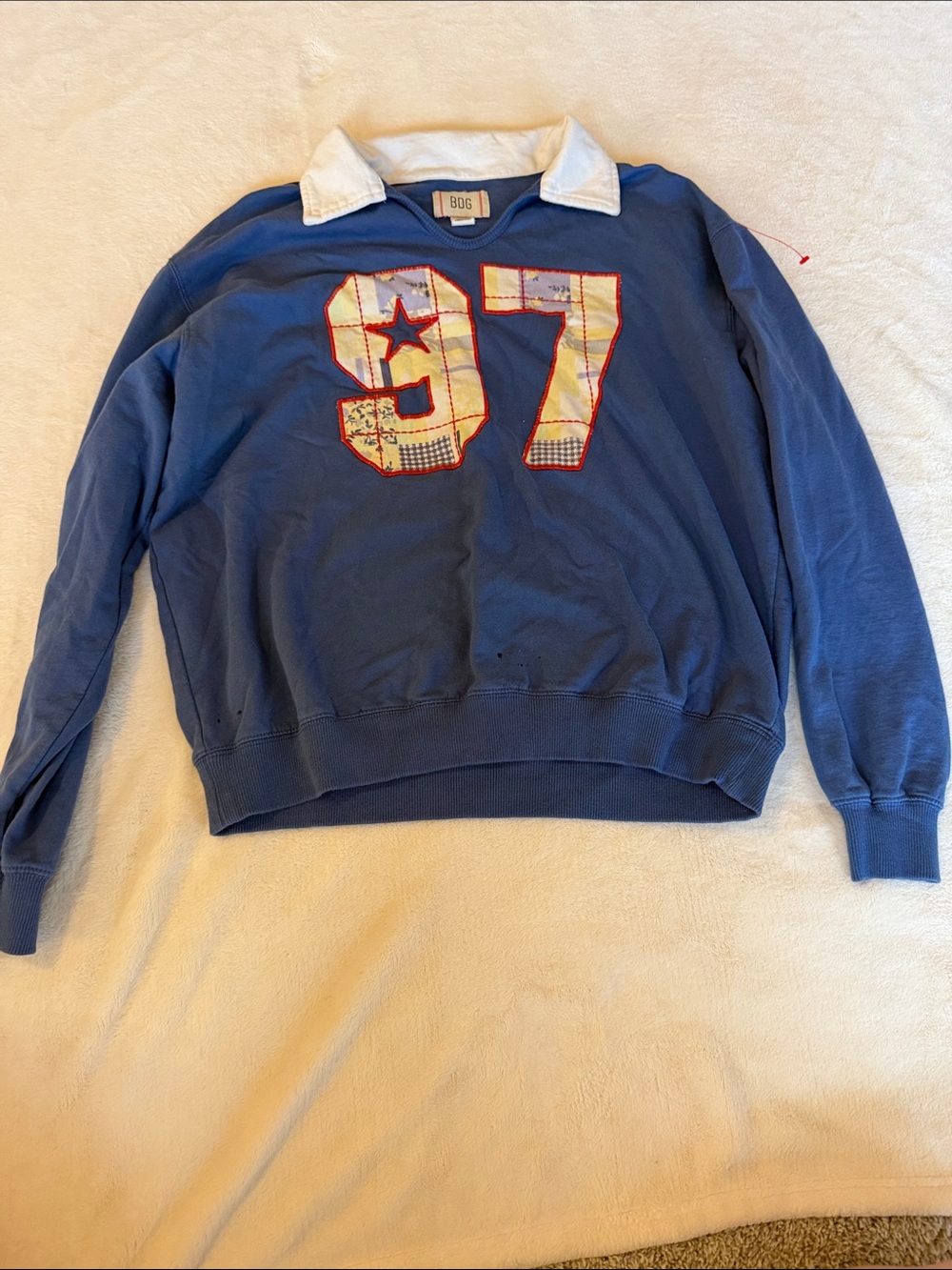 BDG Blue Crewneck Sweater with '97 Appliqué